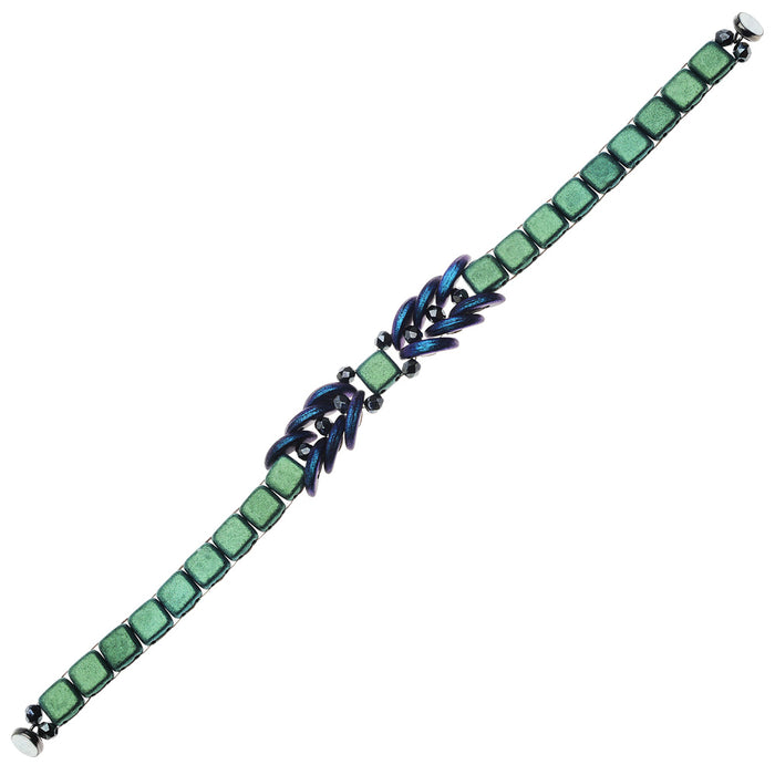 Ophelia Bracelet in Metallic Green Suede