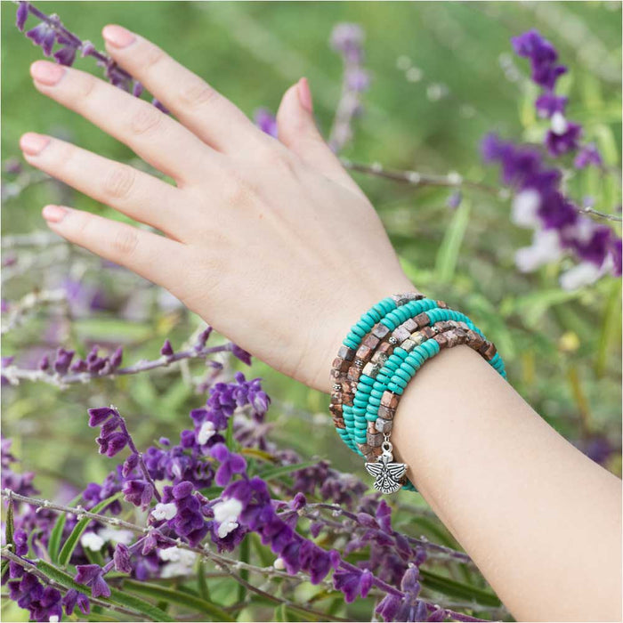 4-wrap memory wire 'earthy colours' bracelet