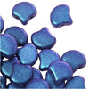Czech Glass, 2-Hole Ginko Beads 7.5mm, Polychrome Blueberry (10 Grams)