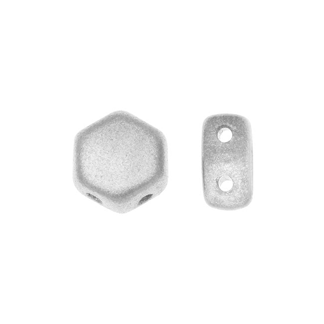Czech Glass Honeycomb Beads, 2-Hole Hexagon 6mm, Crystal Bronze Aluminum (30 Pieces)