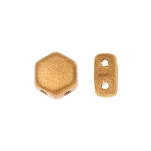 Czech Glass Honeycomb Beads, 2-Hole Hexagon 6mm, Crystal Bronze Pale Gold (30 Pieces)