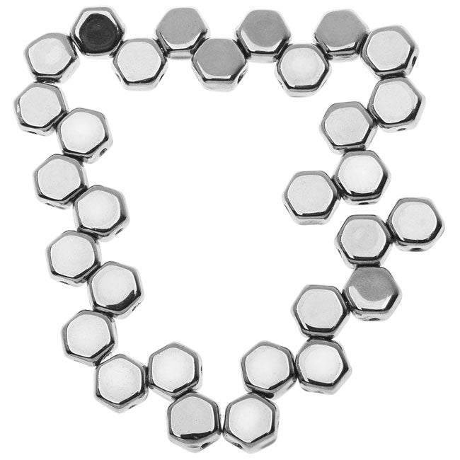 Czech Glass Honeycomb Beads, 2-Hole Hexagon 6mm, Crystal Full Labrador (30 Pieces)