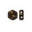Czech Glass Honeycomb Beads, 2-Hole Hexagon 6mm, Metallic Gold Splash on Jet (30 Pieces)
