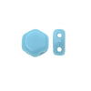Czech Glass Honeycomb Beads, 2-Hole Hexagon 6mm, Opaque Turquoise Blue (30 Pieces)