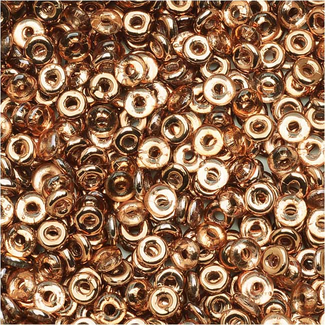 Czech Glass Flattened O Beads, 3.8x1mm, Capri Gold (8 Gram Tube)