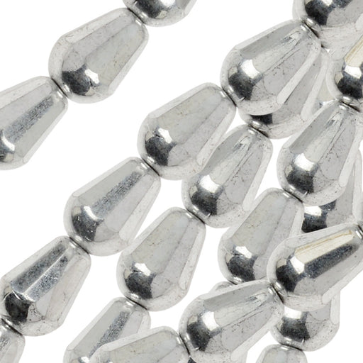 Czech Glass Beads, Teardrop 8x6mm, Labrador Silver Full-Coat (20 Pieces)