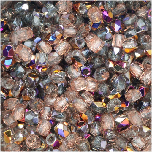 True2 Czech Fire Polished Glass, Faceted Round Beads 2mm, Crystal Sliperit (50 Pieces)