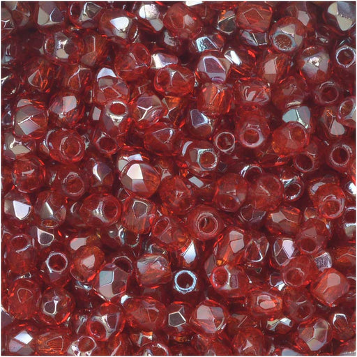 True2 Czech Fire Polished Glass, Faceted Round Beads 2mm, Siam Celsian (50 Pieces)