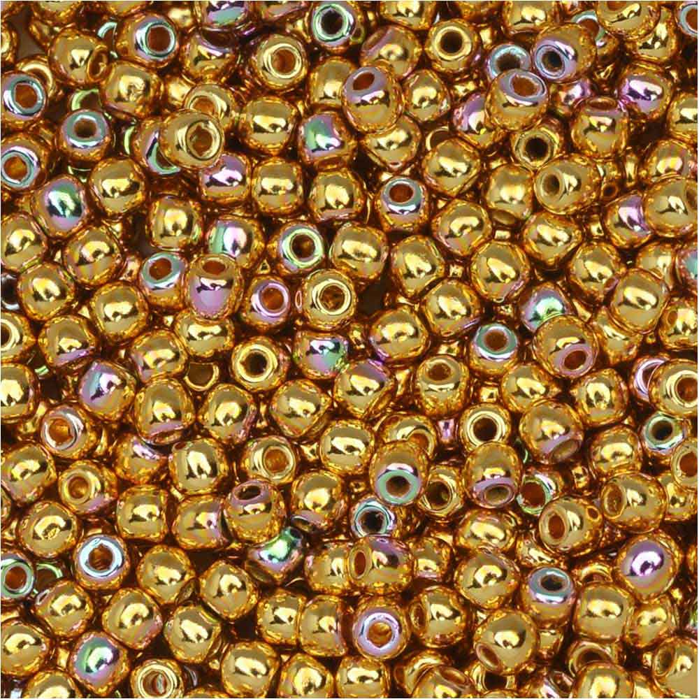 True2 Czech Glass, Round Druk Beads 2mm, 24K Gold Plated AB (200 Pieces)