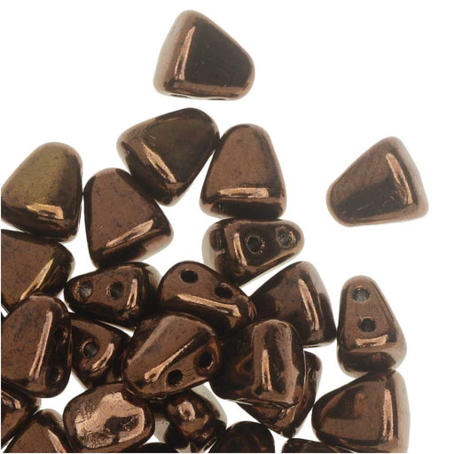 Czech Glass Matubo, Triangular 2-Hole Nib-Bit Beads 5.5x6mm, Dark Bronze ( 2.5" Tube)