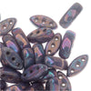 Czech Glass, 3-Hole Cali Beads 8.5x4mm, Opaque Purple Vega Iris (100 Pieces)