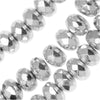 Czech Fire Polished Glass, Donut Rondelle Beads 7x4mm, Crystal Labrador Full-Coat Silver (40 Pieces)