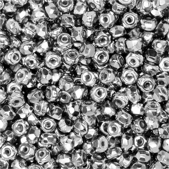 Czech Glass, Faceted Micro Spacer Beads 2x3mm, Crystal Full Labrador (100 Pieces)