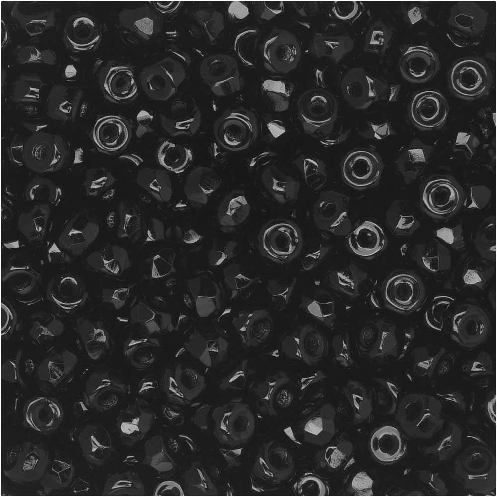 True2 Czech Fire Polished Glass, Faceted Micro Spacer Beads 2x3mm, Jet Black (100 Pieces)