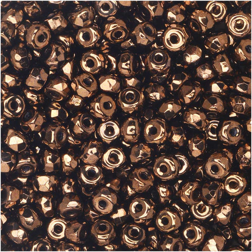 True2 Czech Fire Polished Glass, Faceted Micro Spacer Beads 2x3mm, Dark Bronze (100 Pieces)