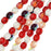 Czech Fire Polished Glass Beads, Faceted Round 6mm, Strawberry Fields Mix (25 Pieces)