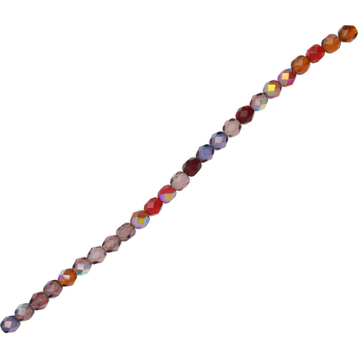 Czech Fire Polished Glass Beads, Faceted Round 6mm, Vineyard Mix (25 Pieces)