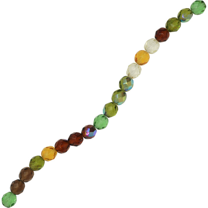 Czech Fire Polished Glass Beads, Faceted Round 8mm, Earth Tone Mix (19 Pieces)
