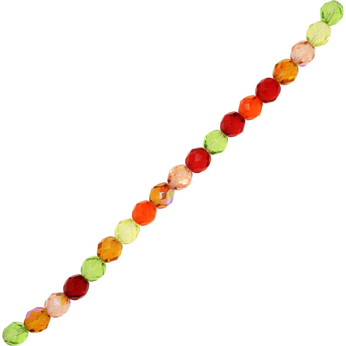 Czech Fire Polished Glass Beads, Faceted Round 8mm, Tango Mix (19 Pieces)
