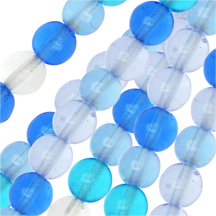 Czech Glass Druk Beads, Round 6mm, Carribean Blue Mix (50 Pieces)