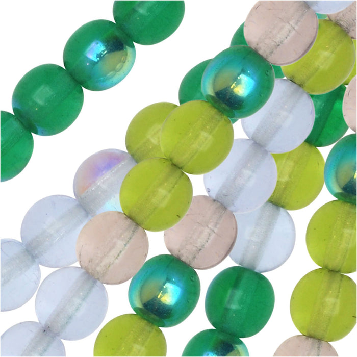 Czech Glass Druk Beads, Round 6mm, Lavender Garden Mix (50 Pieces)