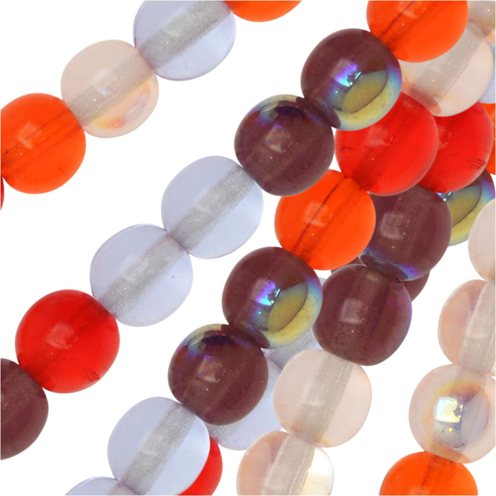 Czech Glass Druk Beads, Round 6mm, Melon Berry Mix (50 Pieces)