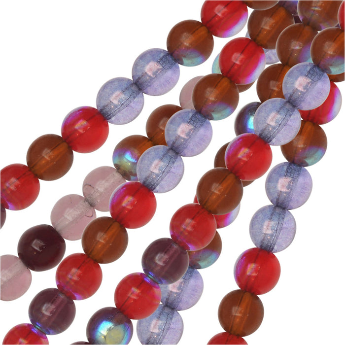 Czech Glass Druk Beads, Round 6mm, Vineyard Mix (50 Pieces)