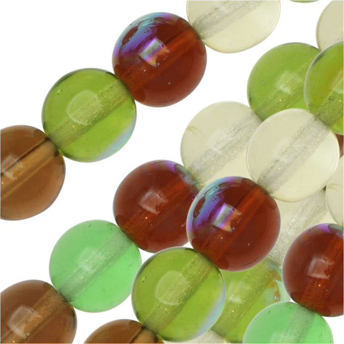Czech Glass Druk Beads, Round 8mm, Earth Tone Mix (50 Pieces)