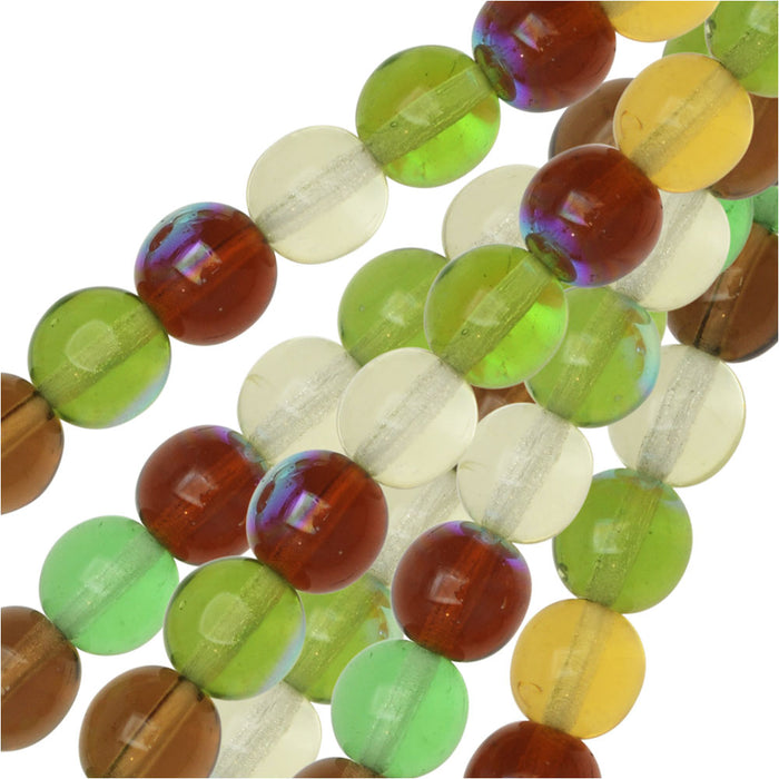 Czech Glass Druk Beads, Round 8mm, Earth Tone Mix (50 Pieces)