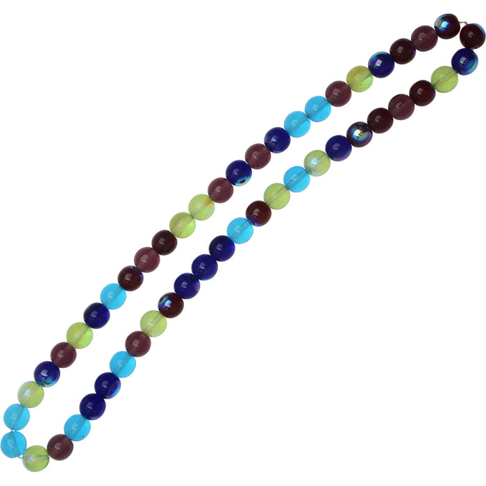 Czech Glass Druk Beads, Round 8mm, Gemtones Mix (50 Pieces)