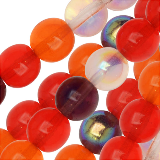 Czech Glass Druk Beads, Round 8mm, Melon Berry Mix (50 Pieces)