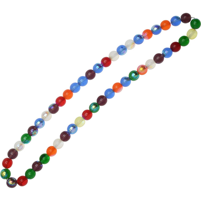 Czech Glass Druk Beads, Round 8mm, Rainbow AB Mix (50 Pieces)