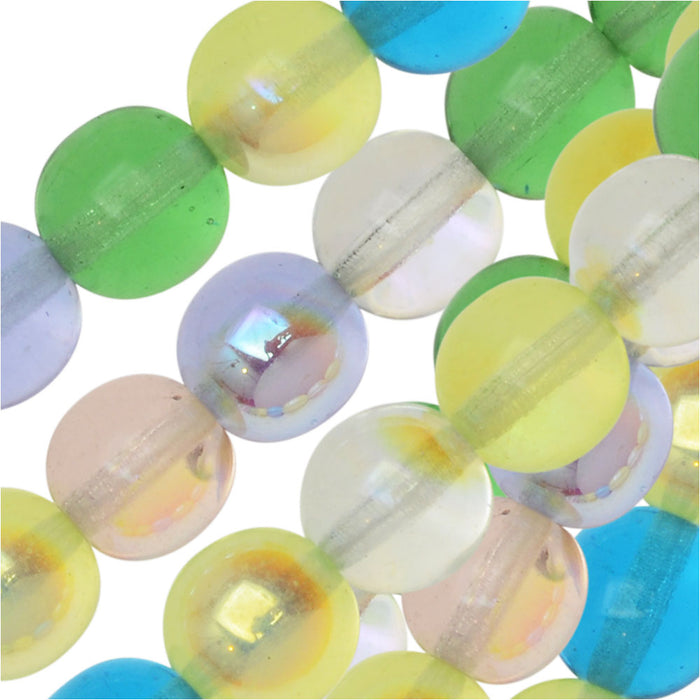Czech Glass Druk Beads, Round 8mm, Spring Flowers Mix (50 Pieces)