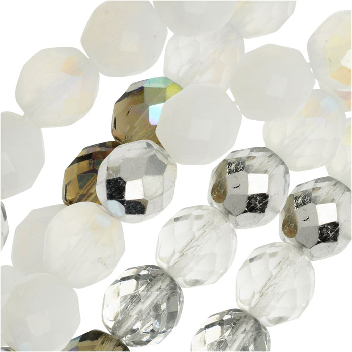 Czech Fire Polished Glass Beads, Faceted Round 10mm, Apparition Mix (50 Pieces)
