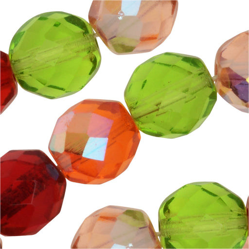 Czech Fire Polished Glass Beads, Faceted Round 10mm, Tango Mix (50 Pieces)