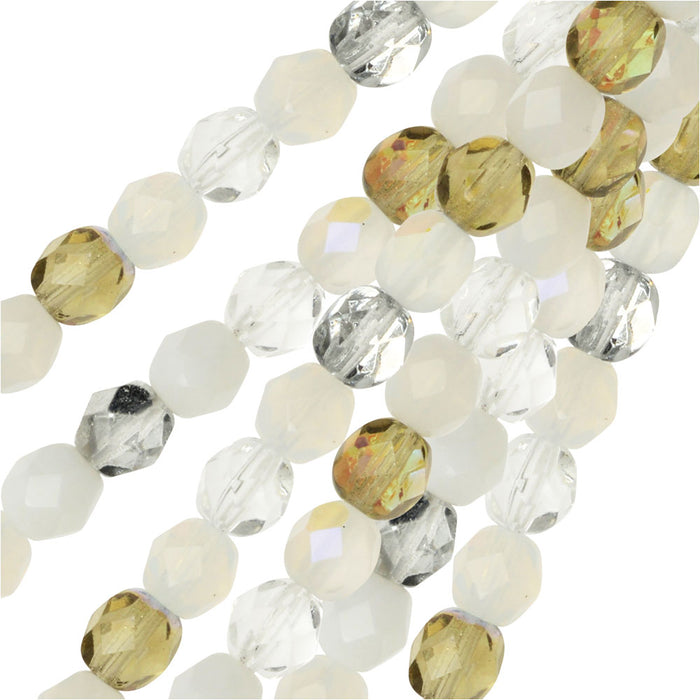 Czech Fire Polished Glass Beads, Faceted Round 6mm, Apparition Mix (50 Pieces)