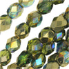 Czech Fire Polished Glass, Faceted Round Beads 6mm, Olive Gold Rainbow (25 Pieces)