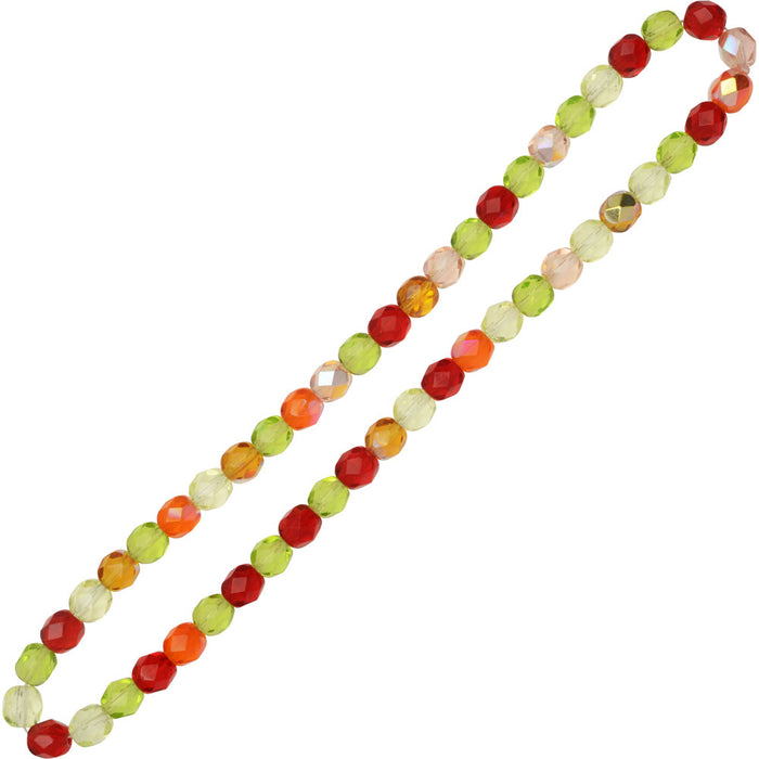 Czech Fire Polished Glass Beads, Faceted Round 6mm, Tango Mix (50 Pieces)