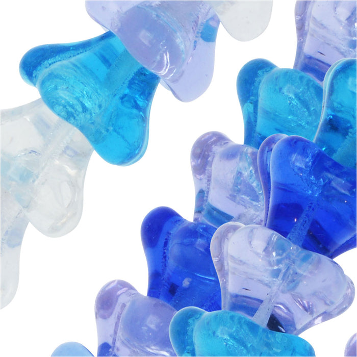 Czech Glass Beads, Flower 11x13mm, Carribean Blue Mix (50 Pieces)
