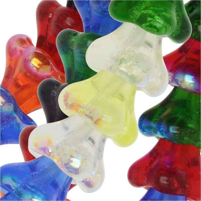 Czech Glass Beads, Flower 11x13mm, Rainbow AB Mix (50 Pieces)