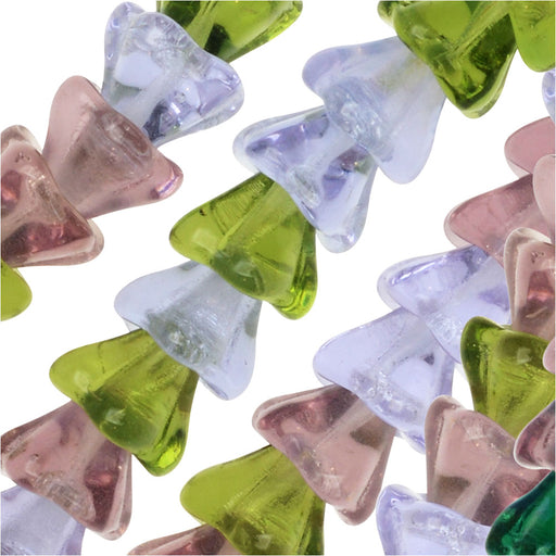 Czech Glass Beads, Flower 6x8mm, Lavender Garden Mix (50 Pieces)