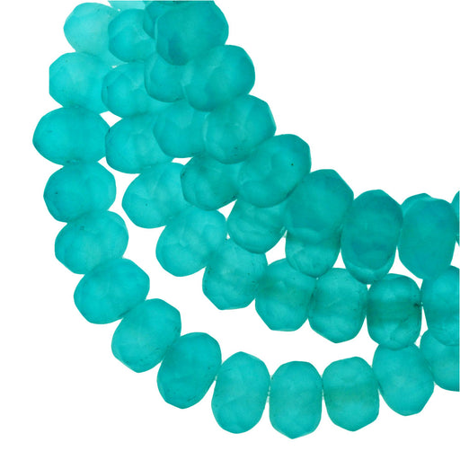 Czech Glass Beads, Faceted Rondelle 3x5mm, 25 Pieces, Matte Blue Zircon