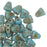 Czech Glass Matubo, Triangular 2-Hole Nib-Bit Beads 5.5x6mm, Blue Turquoise - Picasso (2.5" Tube)