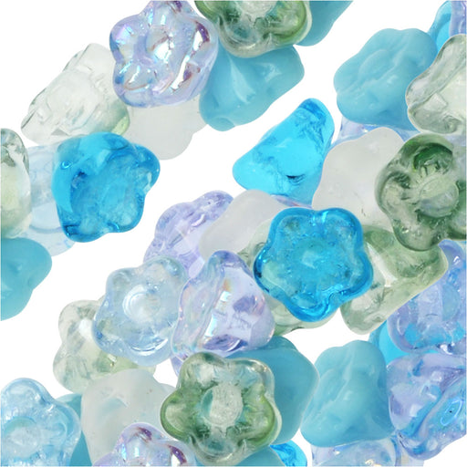 Czech Glass Beads, Flower 7mm, Serenity Mix (100 Pieces)