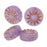 Czech Glass Beads, Coin with Aster 12mm, Lilac Purple Opaline with Dark Bronze Finish, by Raven's Journey (1 Strand)
