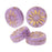 Czech Glass Beads, Coin with Aster 12mm, Lilac Purple Opaline with Gold Wash, by Raven's Journey (1 Strand)
