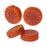 Czech Glass Beads, Coin with Aster 12mm, Orange Opaline with Pink Wash, by Raven's Journey (1 Strand)
