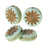 Czech Glass Beads, Coin with Aster 12mm, Seafoam Green Silk with Dark Bronze Wash, by Raven's Journey (1 Strand)