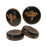 Czech Glass Beads, Pressed Coin with Bee 12mm, Jet Black Opaque with Dark Bronze Wash, by Raven's Journey (1 Strand)
