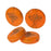 Czech Glass Beads, Pressed Coin with Bee 12mm, Orange Opaline with Dark Bronze Wash, by Raven's Journey (1 Strand)